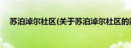 苏泊淖尔社区(关于苏泊淖尔社区的简介)