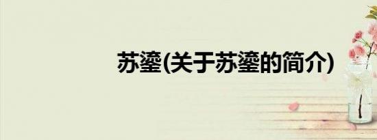 苏鎏(关于苏鎏的简介)