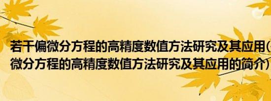 若干偏微分方程的高精度数值方法研究及其应用(关于若干偏微分方程的高精度数值方法研究及其应用的简介)