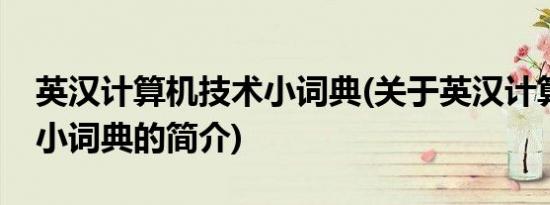 英汉计算机技术小词典(关于英汉计算机技术小词典的简介)