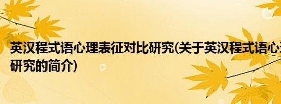 英汉程式语心理表征对比研究(关于英汉程式语心理表征对比研究的简介)