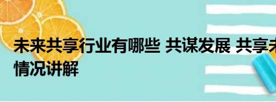 未来共享行业有哪些 共谋发展 共享未来 基本情况讲解