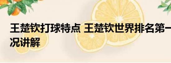 王楚钦打球特点 王楚钦世界排名第一 基本情况讲解
