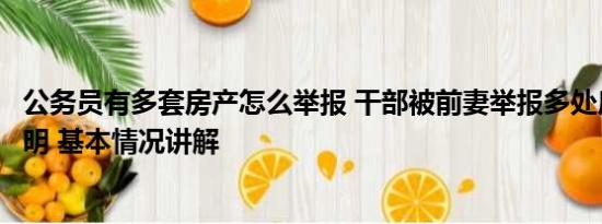 公务员有多套房产怎么举报 干部被前妻举报多处房产来源不明 基本情况讲解