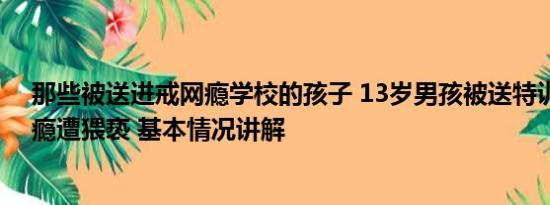 那些被送进戒网瘾学校的孩子 13岁男孩被送特训学校戒网瘾遭猥亵 基本情况讲解