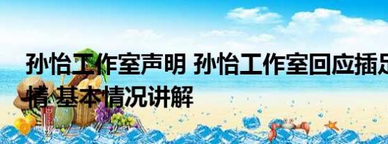孙怡工作室声明 孙怡工作室回应插足他人恋情 基本情况讲解