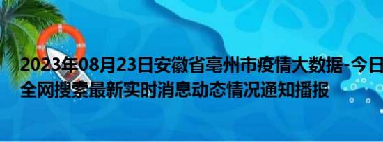 2023年08月23日安徽省亳州市疫情大数据-今日/今天疫情全网搜索最新实时消息动态情况通知播报