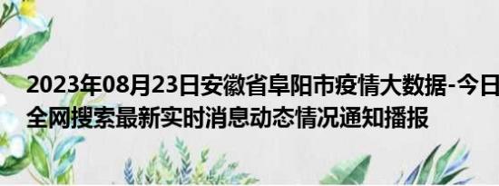 2023年08月23日安徽省阜阳市疫情大数据-今日/今天疫情全网搜索最新实时消息动态情况通知播报