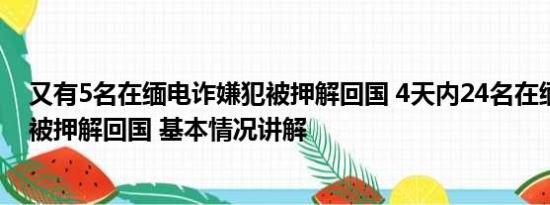 又有5名在缅电诈嫌犯被押解回国 4天内24名在缅电诈嫌犯被押解回国 基本情况讲解