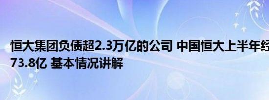 恒大集团负债超2.3万亿的公司 中国恒大上半年经营性亏损173.8亿 基本情况讲解