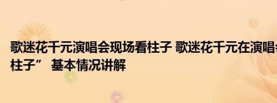 歌迷花千元演唱会现场看柱子 歌迷花千元在演唱会现场“看柱子” 基本情况讲解