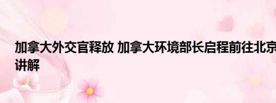 加拿大外交官释放 加拿大环境部长启程前往北京 基本情况讲解