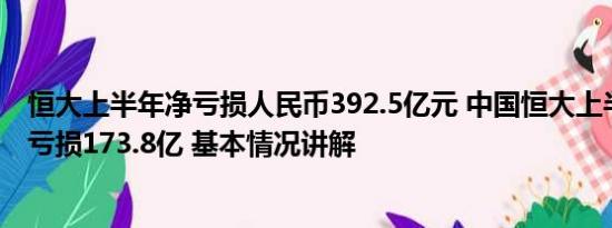 恒大上半年净亏损人民币392.5亿元 中国恒大上半年经营性亏损173.8亿 基本情况讲解