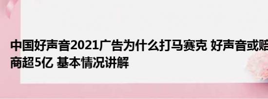 中国好声音2021广告为什么打马赛克 好声音或赔付7家广告商超5亿 基本情况讲解