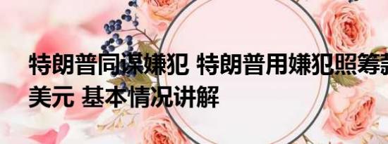 特朗普同谋嫌犯 特朗普用嫌犯照筹款710万美元 基本情况讲解