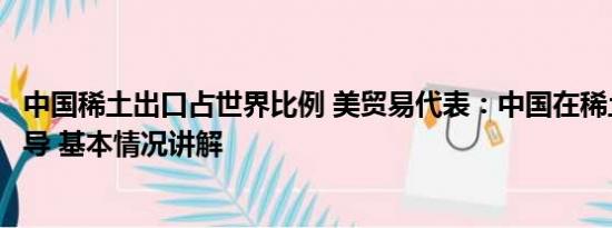 中国稀土出口占世界比例 美贸易代表：中国在稀土领域占主导 基本情况讲解