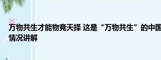 万物共生才能物竞天择 这是“万物共生”的中国答卷 基本情况讲解