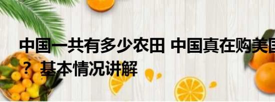 中国一共有多少农田 中国真在购美国农田吗？ 基本情况讲解