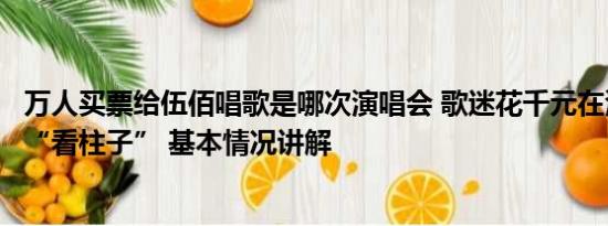万人买票给伍佰唱歌是哪次演唱会 歌迷花千元在演唱会现场“看柱子” 基本情况讲解
