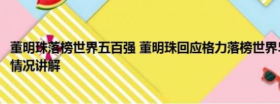 董明珠落榜世界五百强 董明珠回应格力落榜世界500强 基本情况讲解