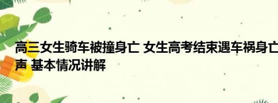 高三女生骑车被撞身亡 女生高考结束遇车祸身亡 肇事者发声 基本情况讲解