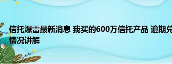 信托爆雷最新消息 我买的600万信托产品 逾期兑付了 基本情况讲解