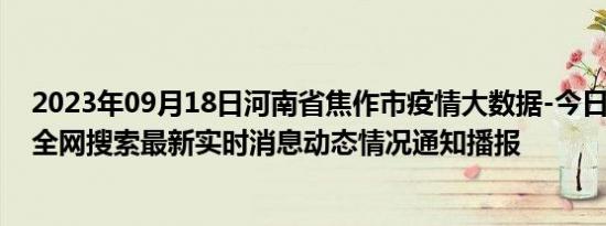 2023年09月18日河南省焦作市疫情大数据-今日/今天疫情全网搜索最新实时消息动态情况通知播报