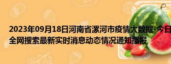 2023年09月18日河南省漯河市疫情大数据-今日/今天疫情全网搜索最新实时消息动态情况通知播报