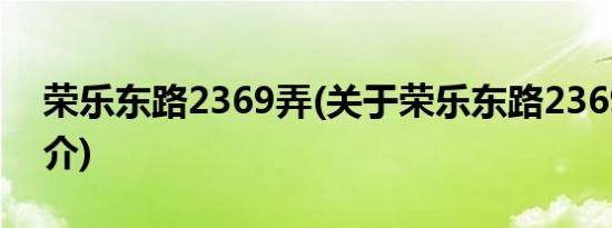 荣乐东路2369弄(关于荣乐东路2369弄的简介)