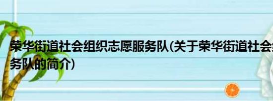 荣华街道社会组织志愿服务队(关于荣华街道社会组织志愿服务队的简介)