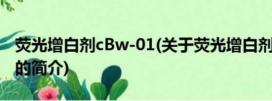 荧光增白剂cBw-01(关于荧光增白剂cBw-01的简介)