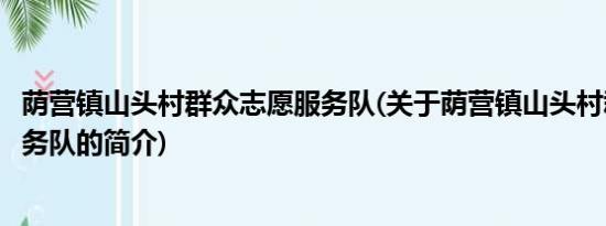 荫营镇山头村群众志愿服务队(关于荫营镇山头村群众志愿服务队的简介)