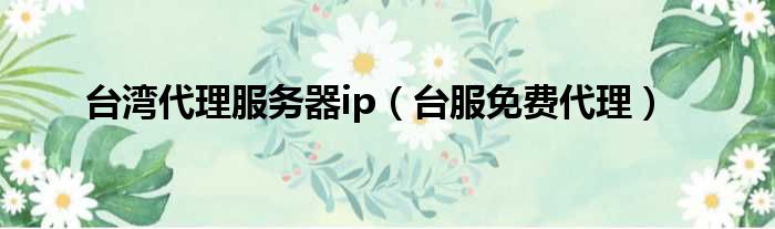 台湾代理服务器ip（台服免费代理）