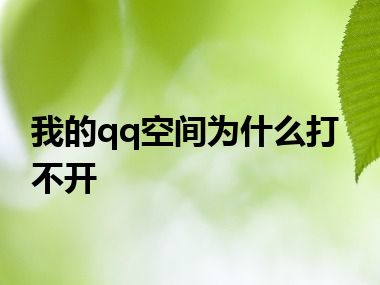 我的qq空间为什么打不开