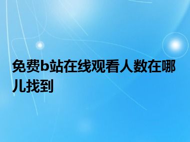 免费b站在线观看人数在哪儿找到