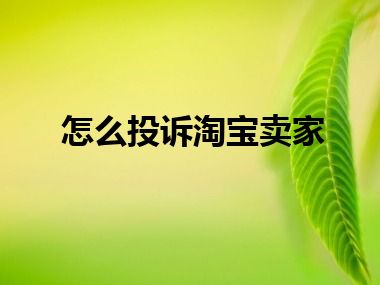 怎么投诉淘宝卖家