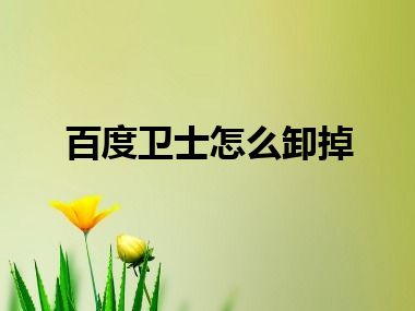百度卫士怎么卸掉
