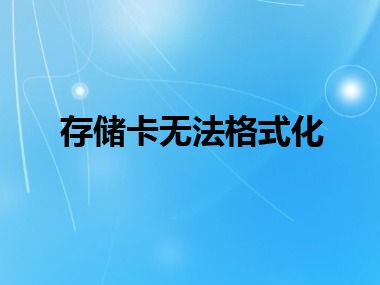 存储卡无法格式化