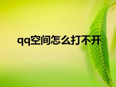 qq空间怎么打不开