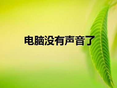电脑没有声音了