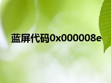 蓝屏代码0x000008e