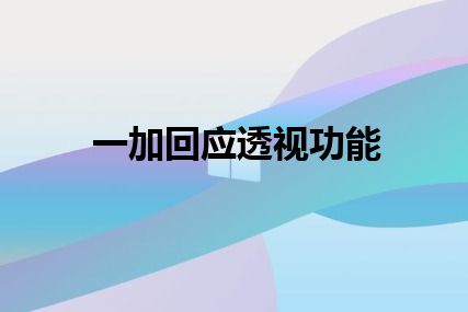 一加回应透视功能