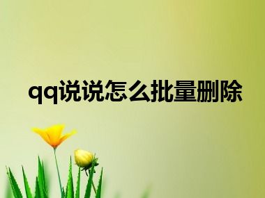 qq说说怎么批量删除